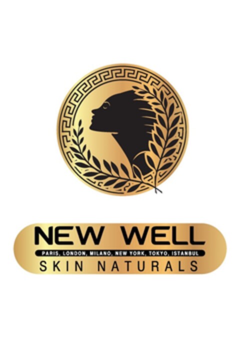 NEW WELL PARIS, LONDON, MILANO, NEW YORK, TOKYO, ISTANBUL SKIN NATURALS Logo (EUIPO, 08.11.2017)