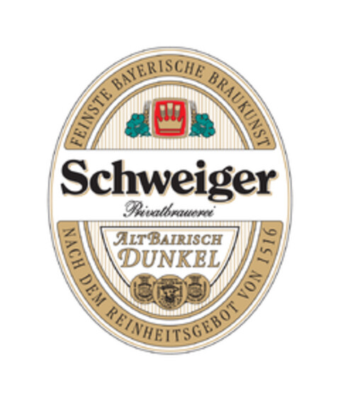 Schweiger Privatbrauerei Alt Bairisch Dunkel Feinste Bayerische Braukunst Nach dem Reinheitsgebot von 1516 Logo (EUIPO, 30.04.2014)