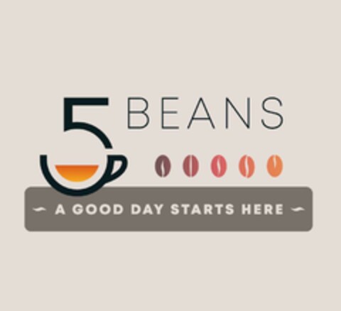 5 BEANS A GOOD DAY STARTS HERE Logo (EUIPO, 06/08/2024)