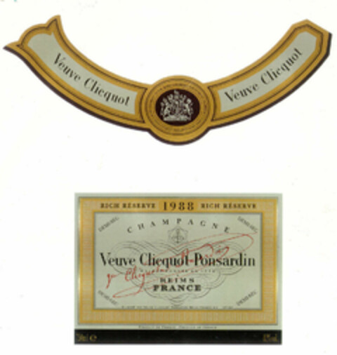 Veuve Clicquot RICH RÉSERVE 1988 DEMI-SEC CHAMPAGNE Veuve Cliquot Ponsardin MAISON FONDÉE EN 1772 REIMS FRANCE Logo (EUIPO, 01.04.1996)