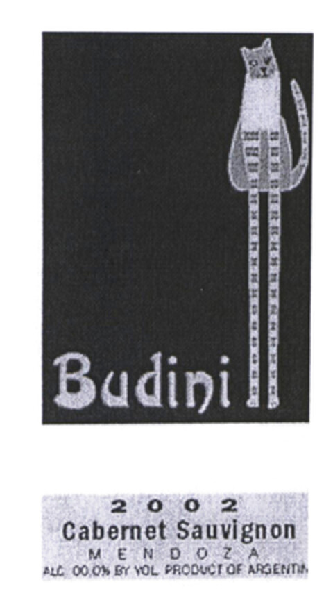 Budini 2002 Cabernet Sauvignon MENDOZA ALC 00,01/2 BY VOL PRODUCT OF ARGENTINA Logo (EUIPO, 26.08.2003)