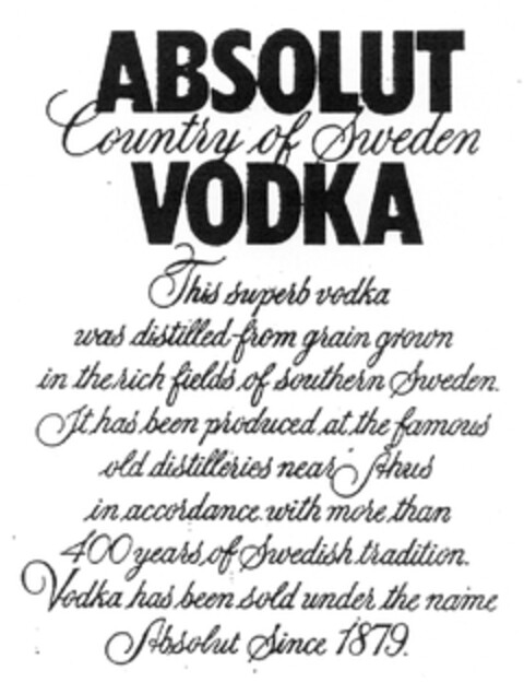 ABSOLUT VODKA Logo (EUIPO, 02/09/2011)