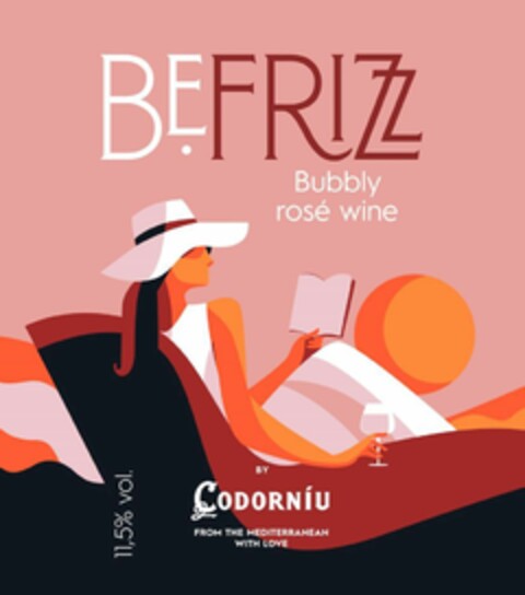 BE FRIZZ Bubbly rosé wine by CODORNÍU from the mediterranean with love Logo (EUIPO, 12/11/2020)