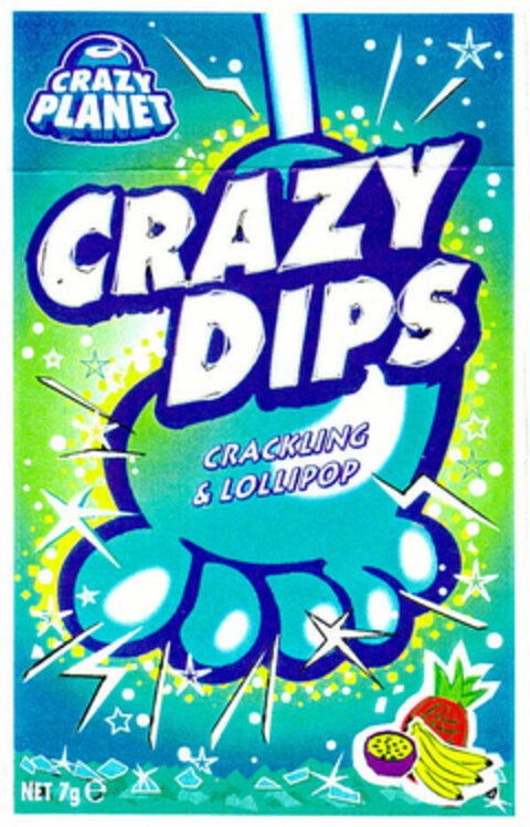 CRAZY PLANET CRAZY DIPS CRACKLING & LOLLIPOD Net 7g e Logo (EUIPO, 15.10.1998)