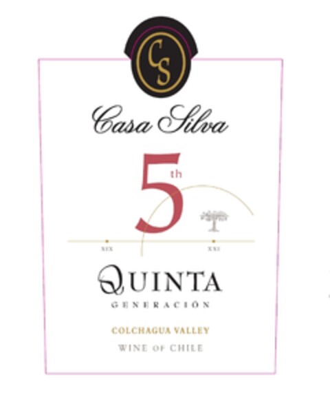 CS CASA SILVA 5TH QUINTA GENERACIÓN COLCHAGUA VALLEY WINE OF CHILE Logo (EUIPO, 22.06.2012)