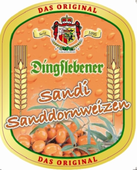 Sandi Sanddornweizen DAS ORIGINAL Dingslebener Seit 1895 FAMILIENTRADITION Logo (EUIPO, 26.01.2012)