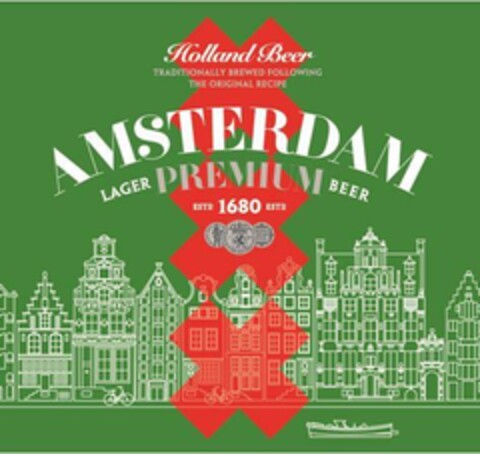 Holland Beer TRADITIONALLY BREWED FOLLOWING THE ORIGINAL RECIPE AMSTERDAM LAGER PREMIUM BEER ESTR 1680 ESTR Logo (EUIPO, 03/20/2024)