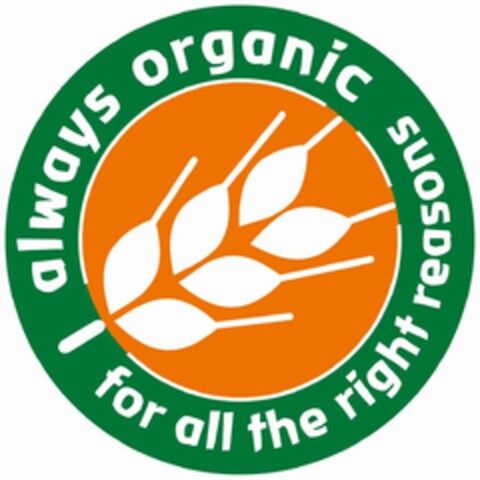 always organic for all the right reasons Logo (EUIPO, 06/28/2019)