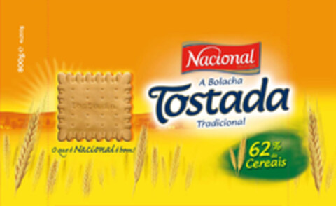 Nacional A Bolacha Tostada Tradicional 62% de Cereais O que é Nacional é bom! Logo (EUIPO, 23.09.2008)