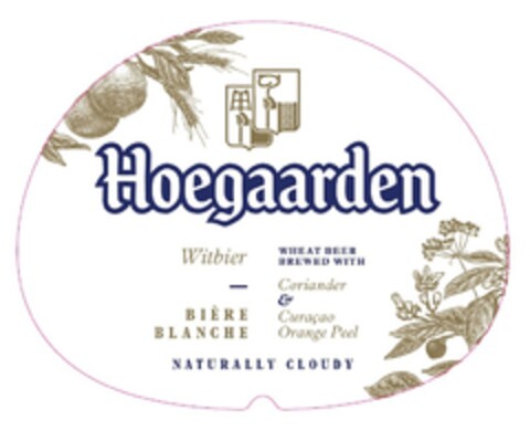 Hoegaarden, Witbier, WHEAT BEER BREWED WITH Coriander & Curaçao Orange Peel,  BIÈRE BLANCHE, NATURALLY CLOUDY Logo (EUIPO, 11.01.2017)