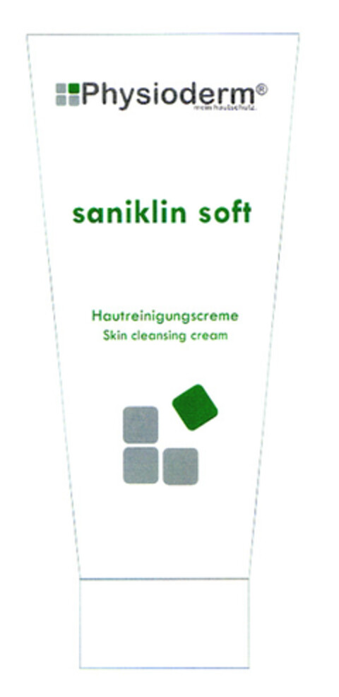 Physioderm mein hautschutz. saniklin soft Hautreinigungscreme Skin cleansing cream Logo (EUIPO, 03.01.2005)