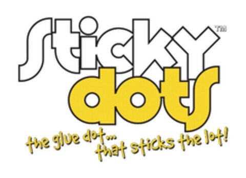 Sticky dots the glue dot... that sticks the lot! Logo (EUIPO, 15.06.2005)