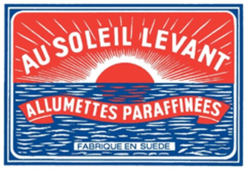 AU SOLEIL LEVANT ALLUMETTES PARAFFINÉES FABRIQUE EN SUEDE Logo (EUIPO, 03/03/2008)