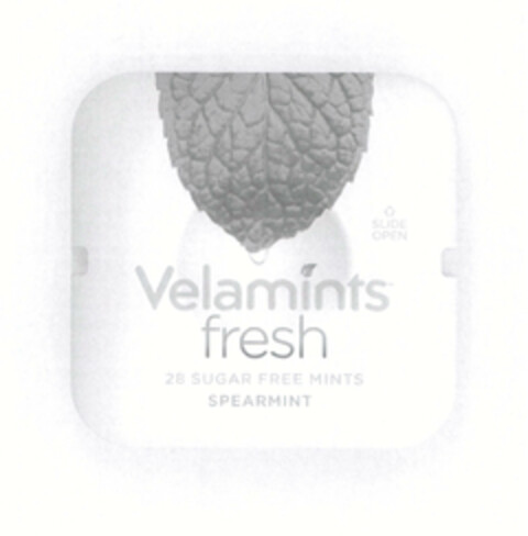 Velamints fresh 28 SUGAR FREE MINTS SPEARMINT Logo (EUIPO, 24.02.2014)