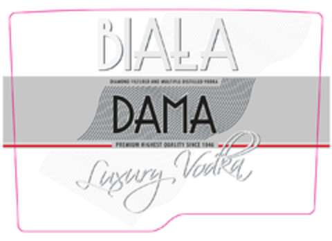 BIAŁA DAMA Luxury Vodka DIAMOND FILTERED AND MULTIPLE DISTILLED VODKA PREMIUM HIGHEST QUALITY SINCE 1846 Logo (EUIPO, 31.01.2016)