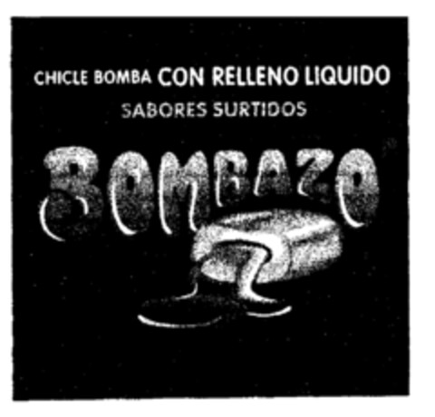 BOMBAZO CHICLE BOMBA CON RELLENO LIQUIDO SABORES SURTIDOS Logo (EUIPO, 26.11.2001)