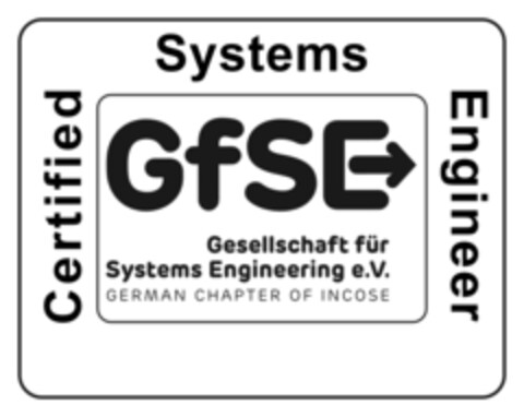 Certified Systems Engineer GFSE Gesellschaft für Systems Engineering e.V. GERMAN CHAPTER OF INCOSE Logo (EUIPO, 25.04.2022)
