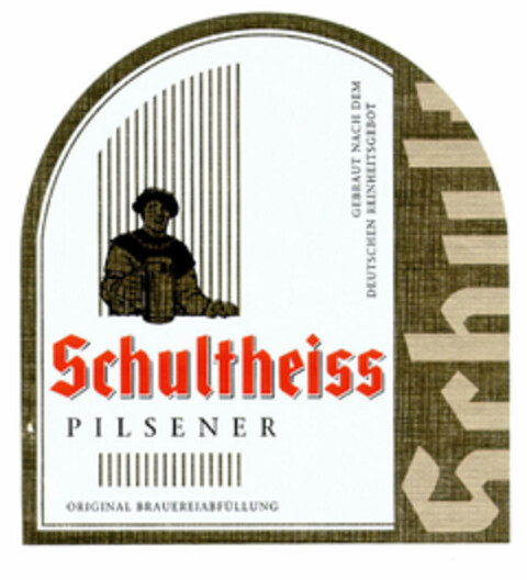Schultheiss PILSENER ORIGINAL BRAUEREIABFÜLLUNG GEBRAUT NACH DEM DEUTSCHEN REINHEITSGEBOT Logo (EUIPO, 28.10.2002)