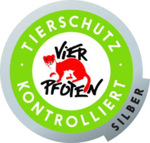 VIER PFOTEN TIERSCHUTZ KONTROLLIERT SILBER Logo (EUIPO, 17.01.2019)