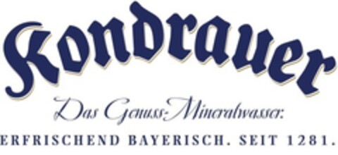 Kondrauer Das Genuss-Mineralwasser: ERFRISCHEND BAYERISCH. SEIT 1281. Logo (EUIPO, 11/09/2016)