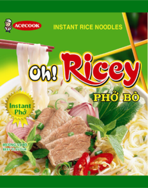 Acecook Instant rice noodles Oh! Ricey PHO BO Instant Pho HUONG VI BO  BEEF FLAVOUR Logo (EUIPO, 28.06.2018)