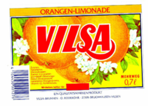 VILSA ORANGEN-LIMONADE Logo (EUIPO, 01.04.1996)