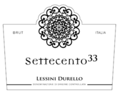 BRUT ITALIA Settecento 33 LESSINI DURELLO DENOMINAZIONE DI ORIGINE CONTROLLATA Logo (EUIPO, 19.03.2015)