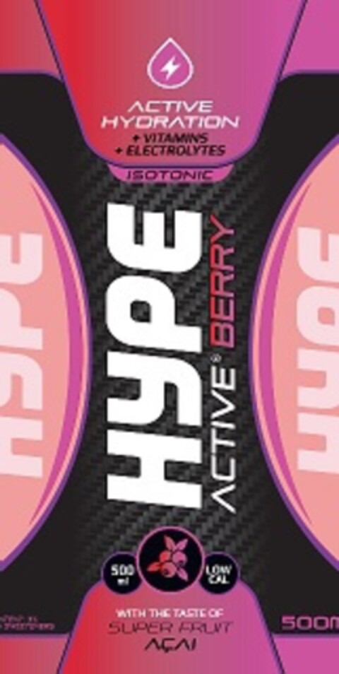 HYPE ACTIVE BERRY ACTIVE HYDRATION +VITAMINS +ELECTROLYTES Logo (EUIPO, 08/23/2019)