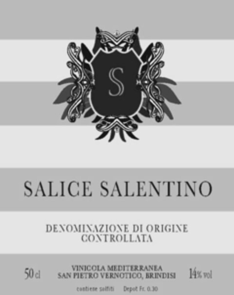 S SALICE SALENTINO DENOMINAZIONE DI ORIGINE CONTROLLATA Logo (IGE, 03.01.2008)