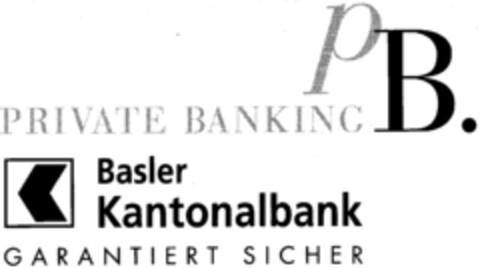 PB. PRIVATE BANKING K Basler Kantonalbank GARANTIERT SICHER Logo (IGE, 05.08.1998)