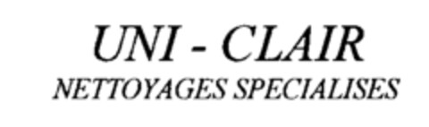 UNI-CLAIR NETTOYAGES SPECIALISES Logo (IGE, 17.05.1995)