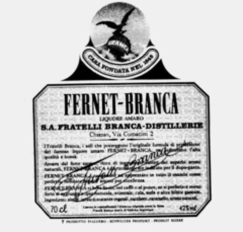 FERNET-BRANCA Logo (IGE, 11/24/1991)
