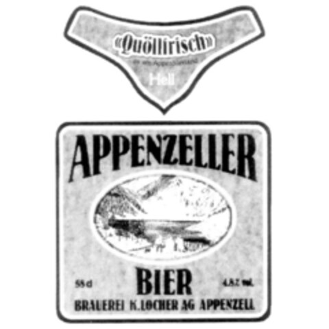 APPENZELLER BIER Quöllfrisch Hell K. LOCHER AG Logo (IGE, 02/18/1992)