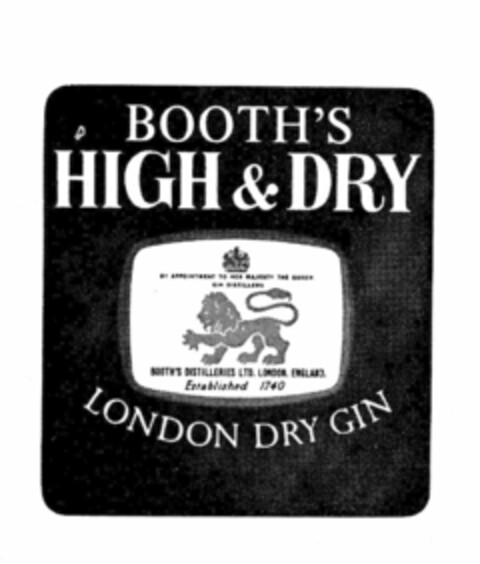 BOOTH'S HIGH & DRY LONDON DRY GIN Logo (IGE, 28.12.1979)