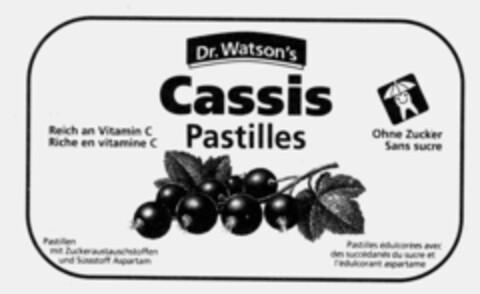 Dr. Watson's Cassis Pastilles Logo (IGE, 07/20/1993)