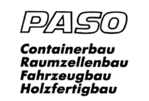 PASO Containerbau Raumzellenbau Fahrzeugbau Holzfertigbau Logo (IGE, 02/24/1987)