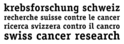 krebsforschung schweiz 
recherche suisse contre le cancer 
ricerca svizzera contro il cancro
swiss cancer research Logo (IGE, 10/07/2013)
