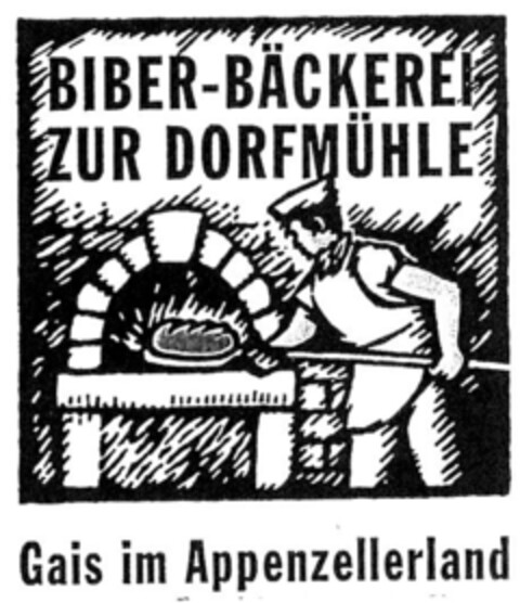 BIBER-BÄCKEREI ZUR DORFMÜHLE Gais im Appenzellerland Logo (IGE, 15.04.2013)