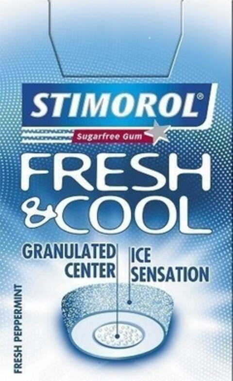 STIMOROL Sugarfree Gum FRESH&COOL GRANULATED CENTER ICE SENSATION FRESH PEPPERMINT Logo (IGE, 23.08.2010)