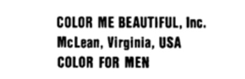COLOR ME BEAUTIFUL, Inc. McLean, Virginia, USA COLOR FOR MEN Logo (IGE, 10.12.1985)