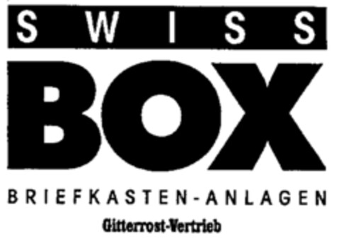 SWISS BOX BRIEFKASTEN-ANLAGEN Gitterrost-Vertrieb Logo (IGE, 10.06.1997)