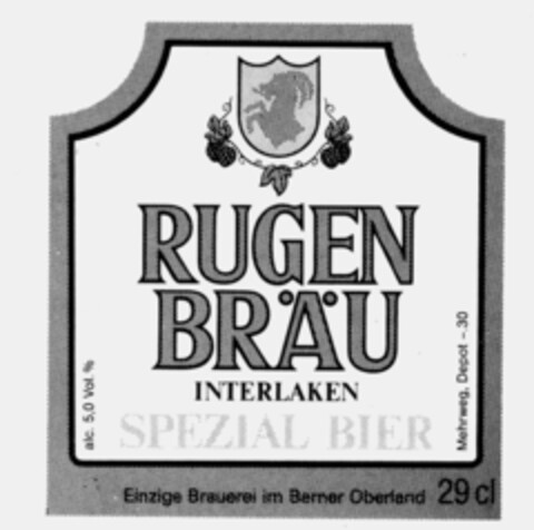 RUGEN BRäU INTERLAKEN SPEZIAL BIER Logo (IGE, 29.03.1995)