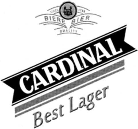 CARDINAL Best Lager SINCE 1788 BIERE BIER QUALITY Logo (IGE, 03/30/1999)