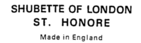 SHUBETTE OF LONDON ST. HONORE Logo (IGE, 16.05.1989)