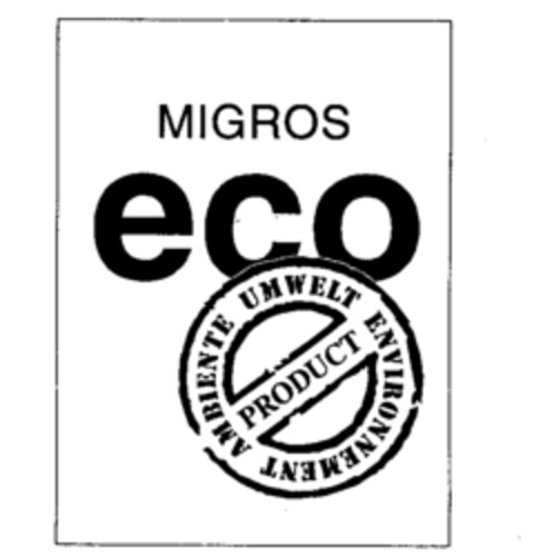 MIGROS eco UMWELT ENVIRONNEMENT AMBIENTE PRODUCT Logo (IGE, 05/17/1996)