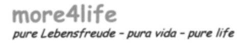 more4life pure Lebensfreude - pura vida- pure life Logo (IGE, 06.02.2015)