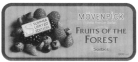 S SUMMER LIMITED EDITION MÖVENPICK Swiss Premium Sorbet FRUITS OF THE FOREST Sorbet Logo (IGE, 04/05/2001)