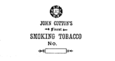 JOHN COTTON'S Finest SMOKING TOBACCO No. Logo (IGE, 02.03.1987)