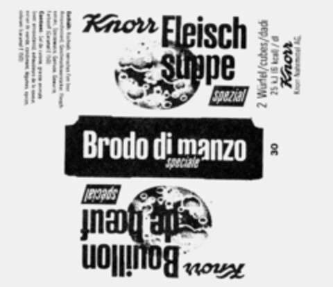 Knorr Fleischsuppe spezial Brodo di manzo speciale Knorr Bouillon de boeuf spécial Logo (IGE, 21.03.1990)