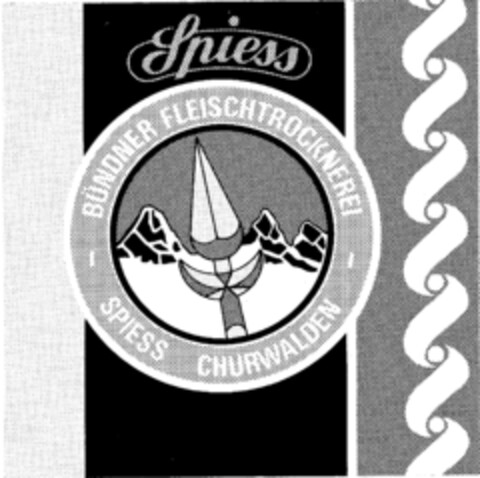 Spiess BÜNDNER FLEISCHTROCKNEREI -SPIESS CHURWALDEN - Logo (IGE, 27.08.1998)